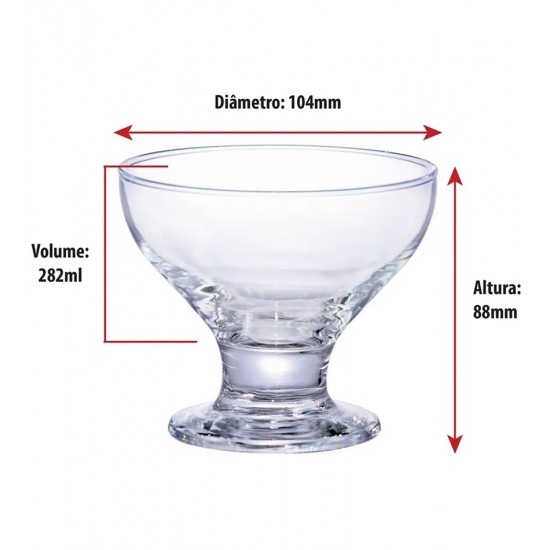 Taça 280ml Para Sobremesa Paradise em Vidro